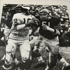 1965 Chicago Bears Dick Butkus Vintage Football Black and White Photo